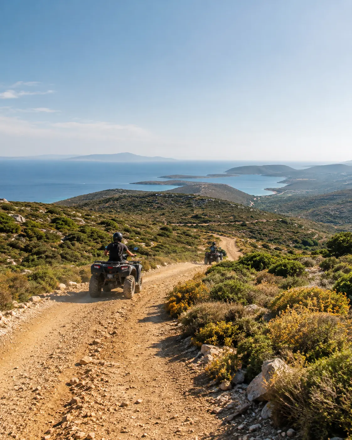 ATV trail in Cesme with hills, open landscape, and coastal atmosphere